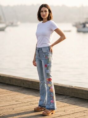 Rare Embroidered Light Blue Women's Flare Jeans No Offers, FINAL Price